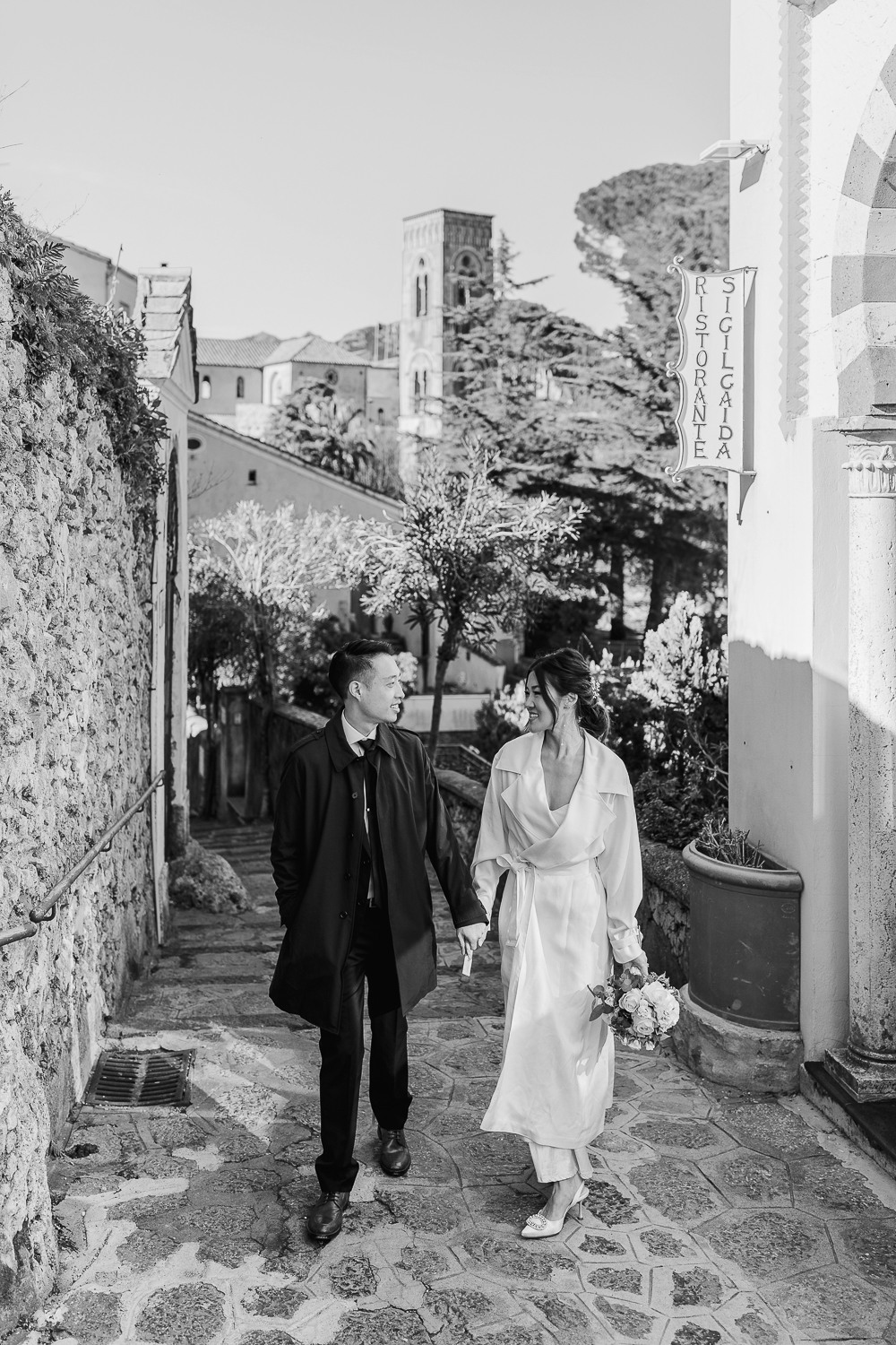 black and white wedding photography in Ravello